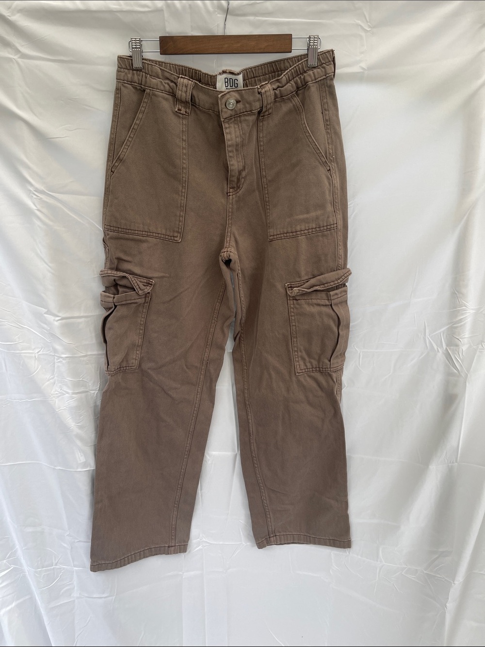 BDG Men's Tan Cargo Pants with Utility Pockets